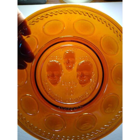 Vintage Carnival Glass Orange Apollo 13 Space Astronaut Plate Wheaton Glass NASA - Picture 3 of 6